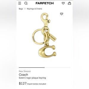 NEW Coach Gold-Tone Keychain Or Purse Flair Charm